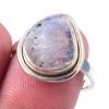 Кольцо из серебра 925 пробы с натуральным радужным лунным камнем ручной работы S.8 A0G76