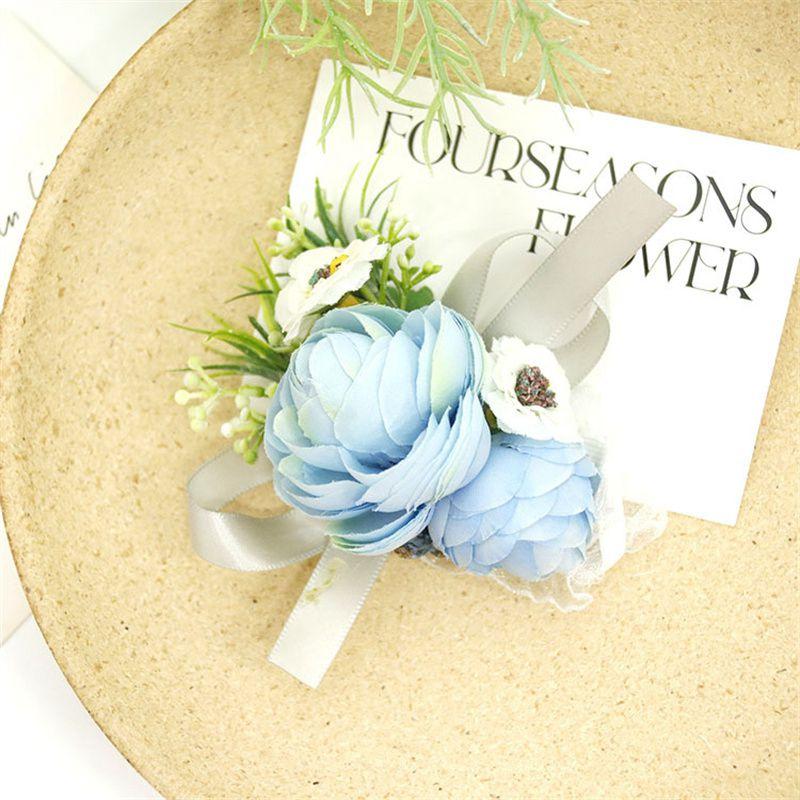 Гость, банкет, вечеринка, свадьба, стиль Мори, наручные цветы, свежий синий цвет, корсаж