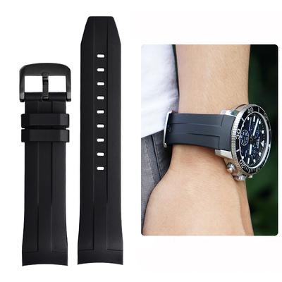 Изогнутый резиновый ремешок для часов Tissot 1853 Starfish Diving T120 Силиконовый ремешок T120417A Браслет на запястье 22 мм Мужской Черный Синий