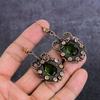 Natural Peridot Gemstone Handmade Copper Wire Wrap Jewelry Earring 2.64" P5k65