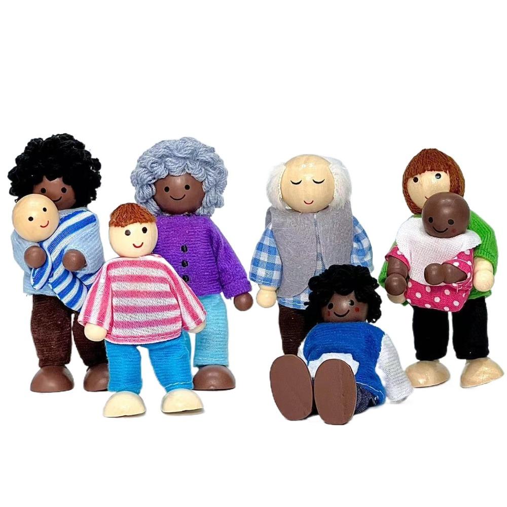 8 шт./комплект Имитация Мини Деревянные Фигурки Семьи Куклы Детские Маппеты Игрушки для Ролевых Игр Мальчики Девочки Подарки