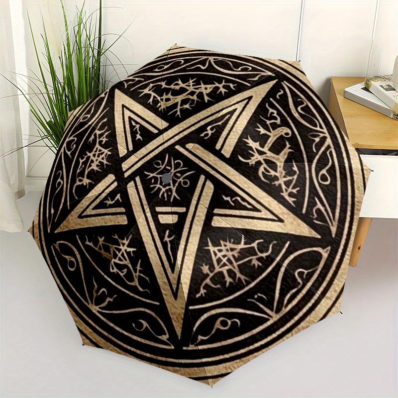 Pentagram Symbol Umbrella, Portable 3-Fold Umbrella for Men & Women,