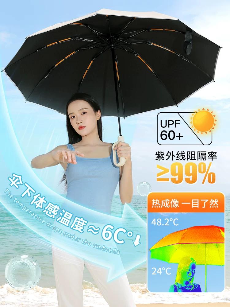Automatic Umbrella Buckle Rain and Rain Dual-Use Female plus Size Thickened Reinforcement Male Sunshade Student Sun Protection UV