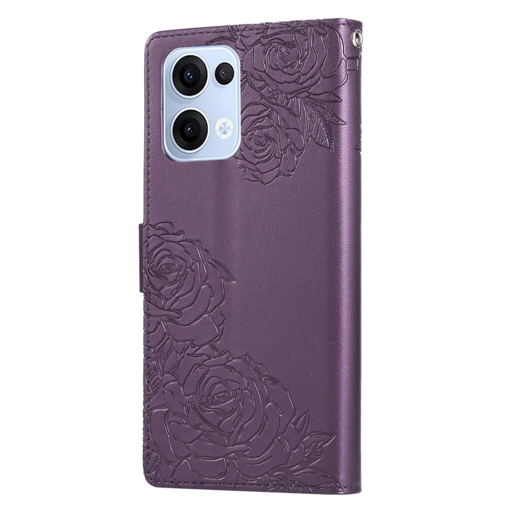 Для Oppo Reno13 5G (Глобальный) Чехол Кошелек из ПУ кожи с розовым цветком и 3 отделениями для карт