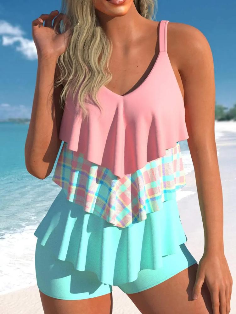 Summer Triple Ruffle Sexy Swimsuit Bikini Swimsuit Beachwear Ladies Low Waisted Swimsuit Women's Swimwear Swim Trunks S-6XL