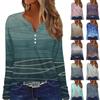 Women's T Shirt Tee Button  Print Long Sleeve Daily Weekend Fashion Basic V-Neck Regular Top