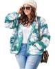 Azura Exchange Green Geometric Aztec Pattern Plus Size Fleece Jacket