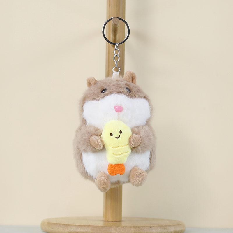 Plush Hamster Keychain Cute Cartoon Toy For School Backpack Kids Gift