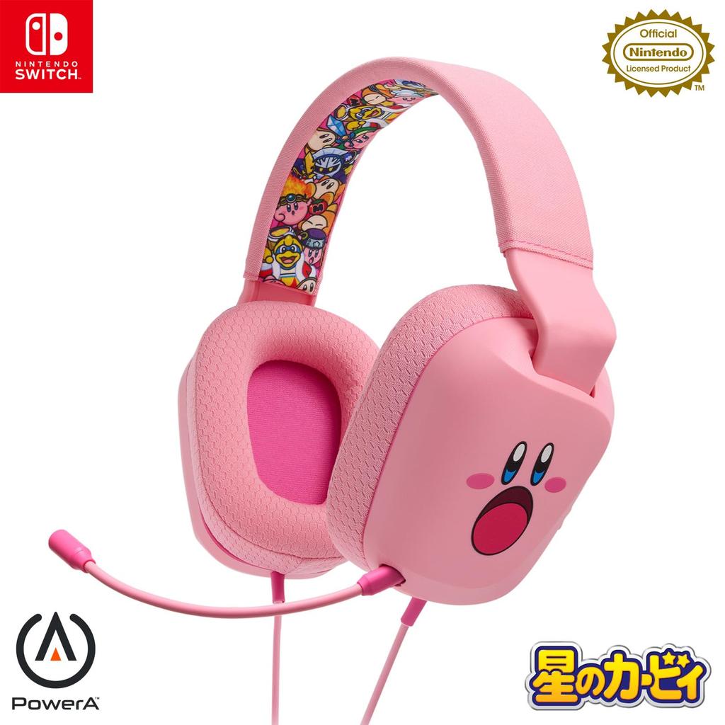 Officially licensed Nintendo PowerA Wired Headset for Nintendo Switch - Kirby's Dream Land Face NSHS0299JP-01