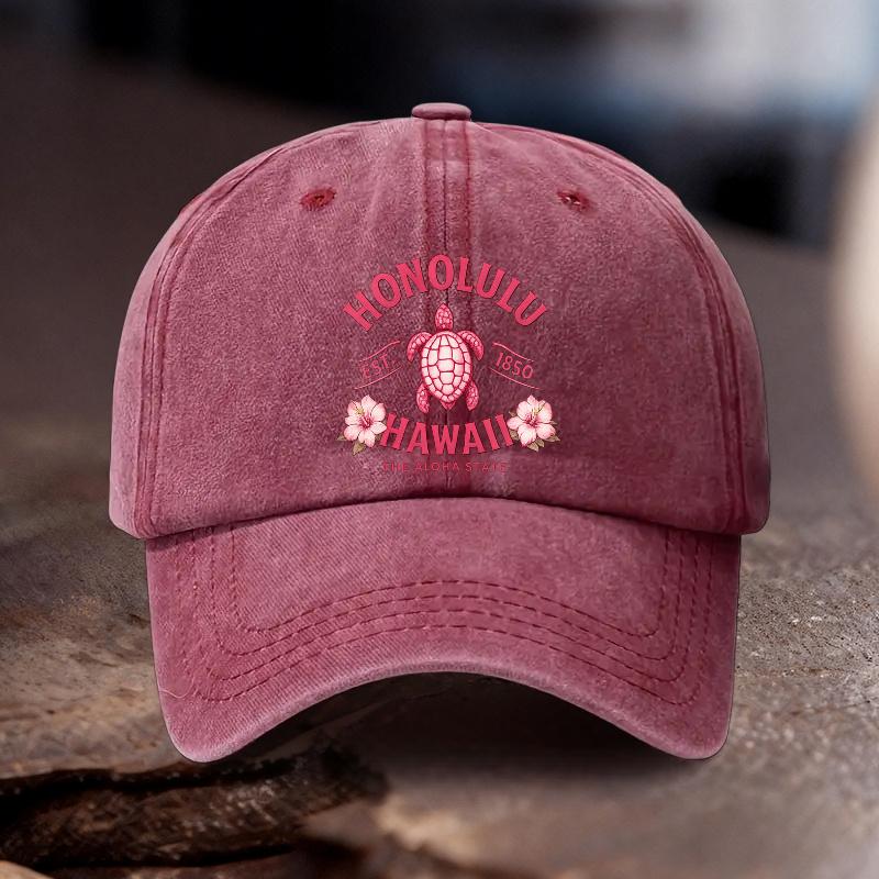 Honolulu Hawaiian Sea Turtle Print Adjustable Hat Unisex Outdoor Sports Style an Ideal Gift for Weddings Parties and Birth