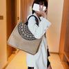 Women Handbag Burlap Ethnic Style Geometric Pattern Portable Soft Handle Gift Heavy