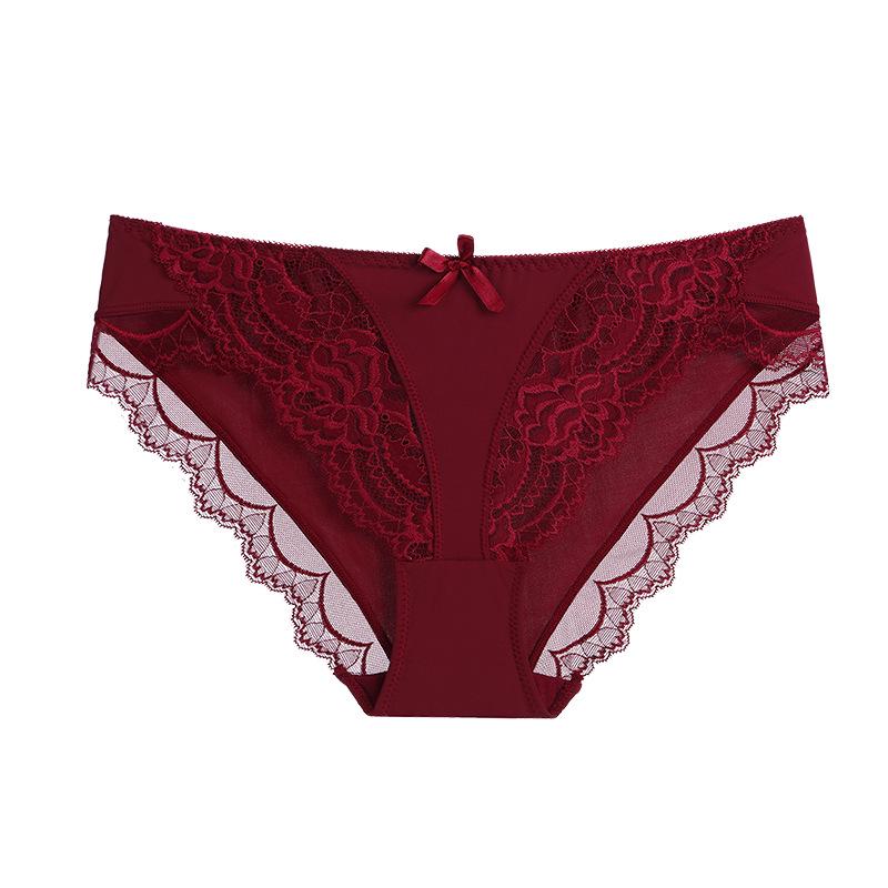 European & American Low-Rise Lace Ice Silk Panties - Women's Sexy Underwear with Cotton Crotch