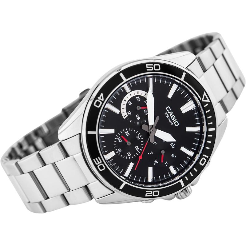 Casio 50 meters waterproof casual quartz movement stainless steel strap Japanese and Korean watch men's watch black dial MTD-320D-1A