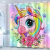 Единорог Мультяшный Красочный Занавеска для душа 1 шт. Водонепроницаемая Занавеска-экран для ванны с крючками для декора ванной комнаты
