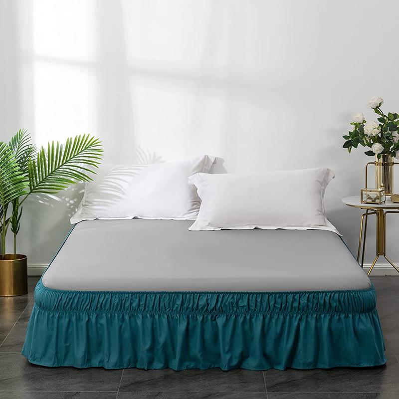 Top Selling Affordable Solid Color Wrap Around Ruffled Bed Skirt with Strong Elastic -Fade Resistant Fabric 15 Inch High