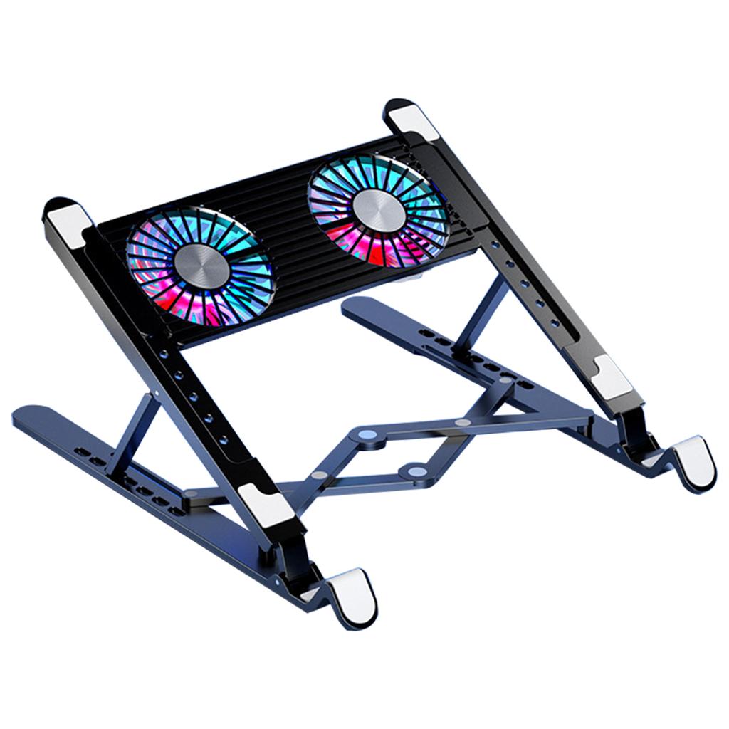 Aluminum Laptop Cooling Pad LED Gaming Laptop Coolers Quiet Cooling Fan Folding Bracket for Laptop Height Stand
