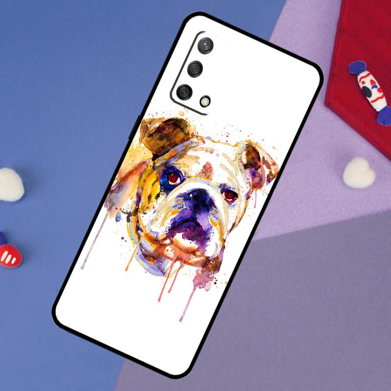 Чехол для OPPO A98 A78 A58 A18 A96 A76 A16 A15 A17 A77 A5 A9 A74 A94 A52 A72 A53S A54S A57S Английский бульдог мопс