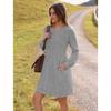 HNXC Women's Fashion Autumn Winter Solid Color Print Long Sleeve V-Neck  Casual Dresses