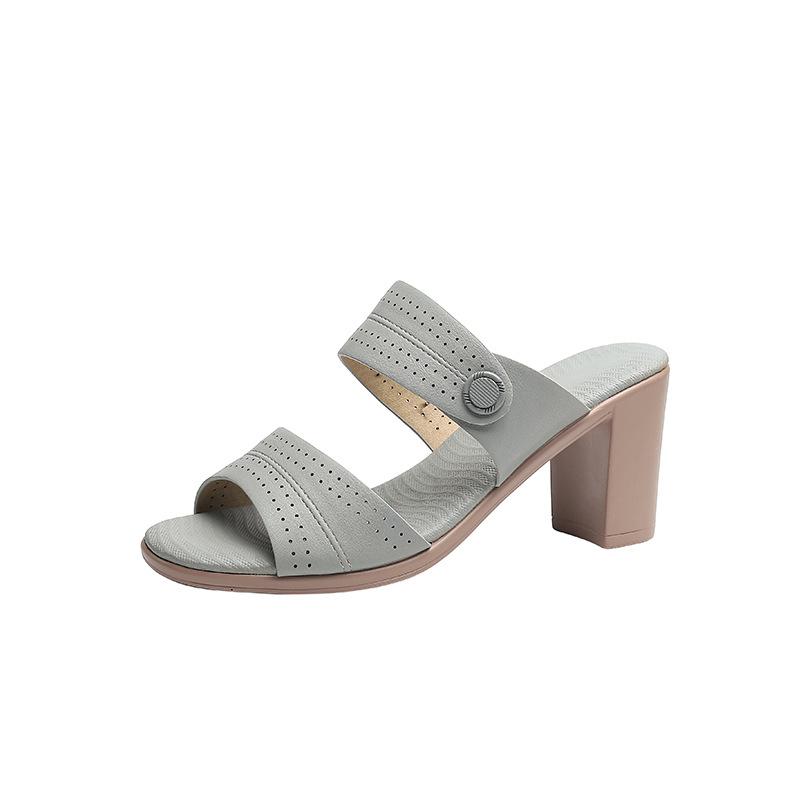 Fashion Thick Soled Slippers Women Outside 2024 Summer New Open Toe High Heel Sandals Women Shoes Pantuflas De Mujer Heels