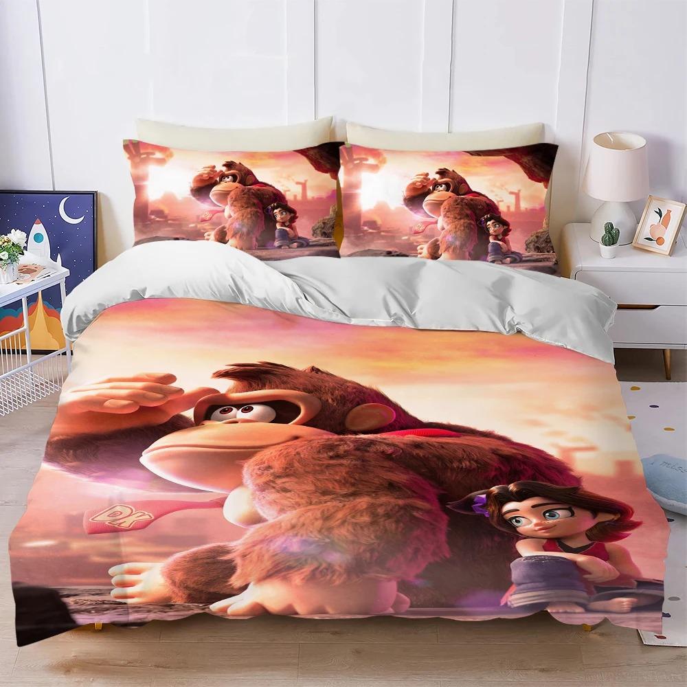 Game D-Donkey K-Kong Bananza Duvet Cover Set Soft Wash Cotton Bed 2/3 Piece Summer Comfortable Student Dormitory Home Bedding