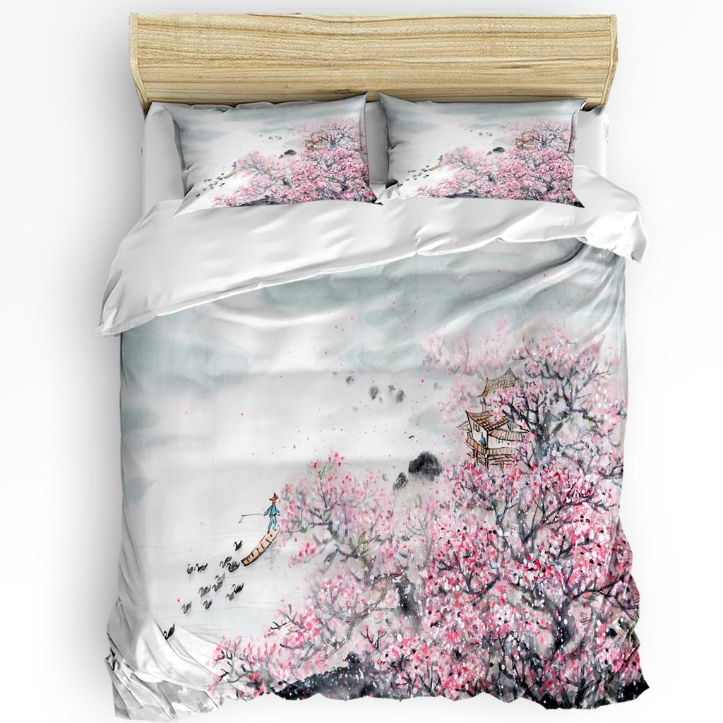 White Crane Pine Tree Art Printed Comfort Duvet Cover Pillow Case Home Textile Quilt Cover Boy Kid Teen Girl 3pcs Bedding Set
