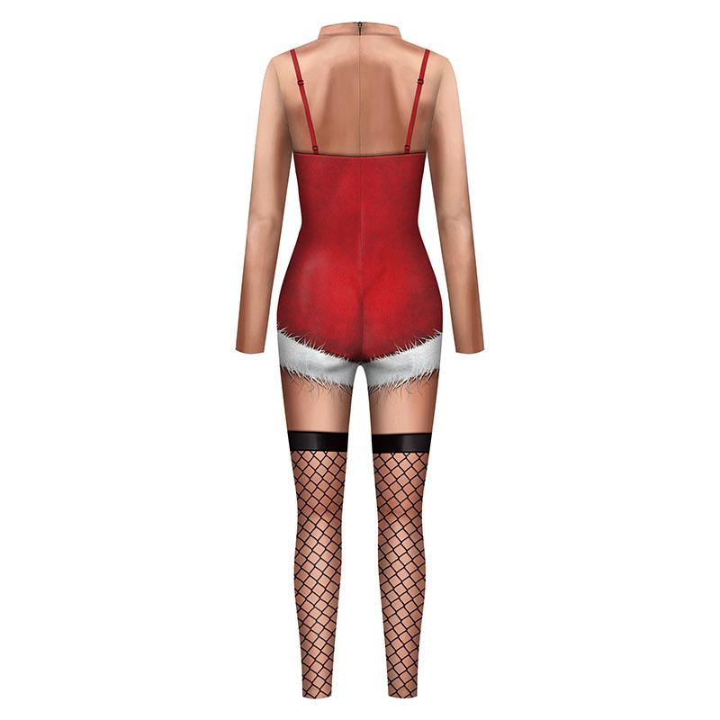 Рождественский костюм для косплея Zentai Catsuit с рисунком оленя, женский сексуальный карнавальный костюм для взрослых, комбинезон из спандекса