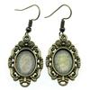 Drop & Dangle Earring Oval Ear Hook Glass Cabochon Base Setting Tray Vintage Jewelry SuppliesEarring Size 18x19mm QE017
