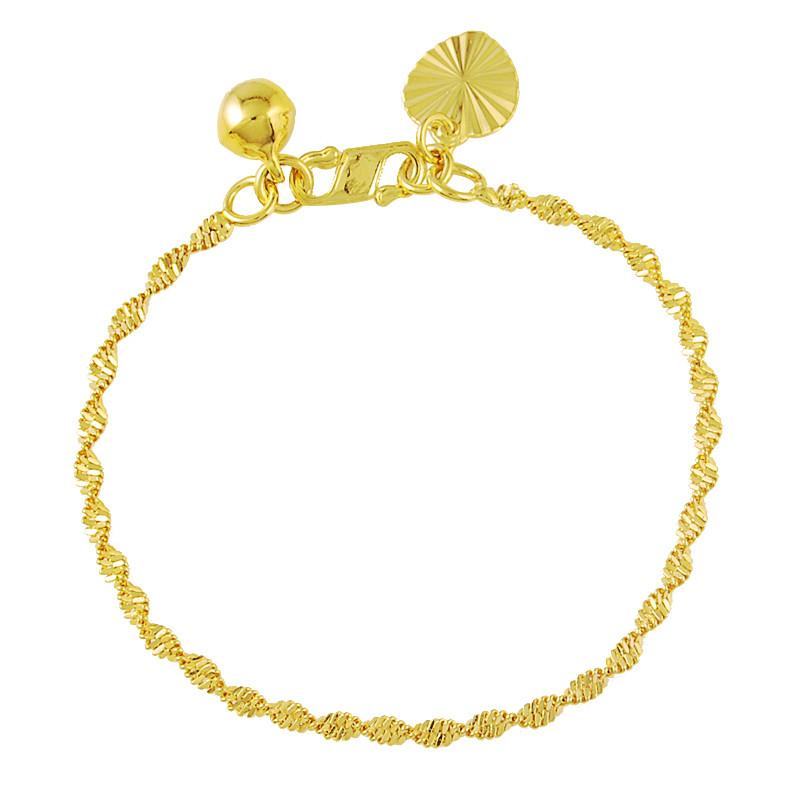 New 24K Gold Bracelet Plating Bracelet Filled Gold 2MM18CM Water Wave Ladies Bracelet Jewelry Gift