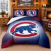 Printed 3Pcs Bedding Set Chicago Cubs Pattern Bed Sheet Pillowcase For Bedroom Decor