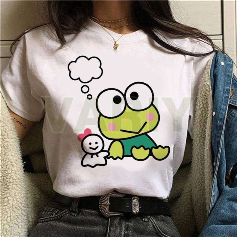 Женская футболка в стиле ретро Keroppi Gudetama Take A Bath Printed Top Корейская женская футболка с короткими рукавами и круглым вырезом, подходящая для повседневного ношения