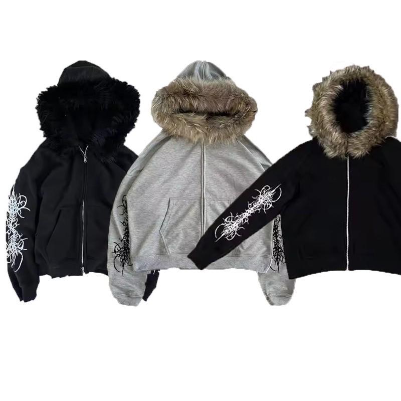 Новая унисекс толстовка с капюшоном, на молнии, с плюшевым козырьком, в уличном стиле, европейская и американская