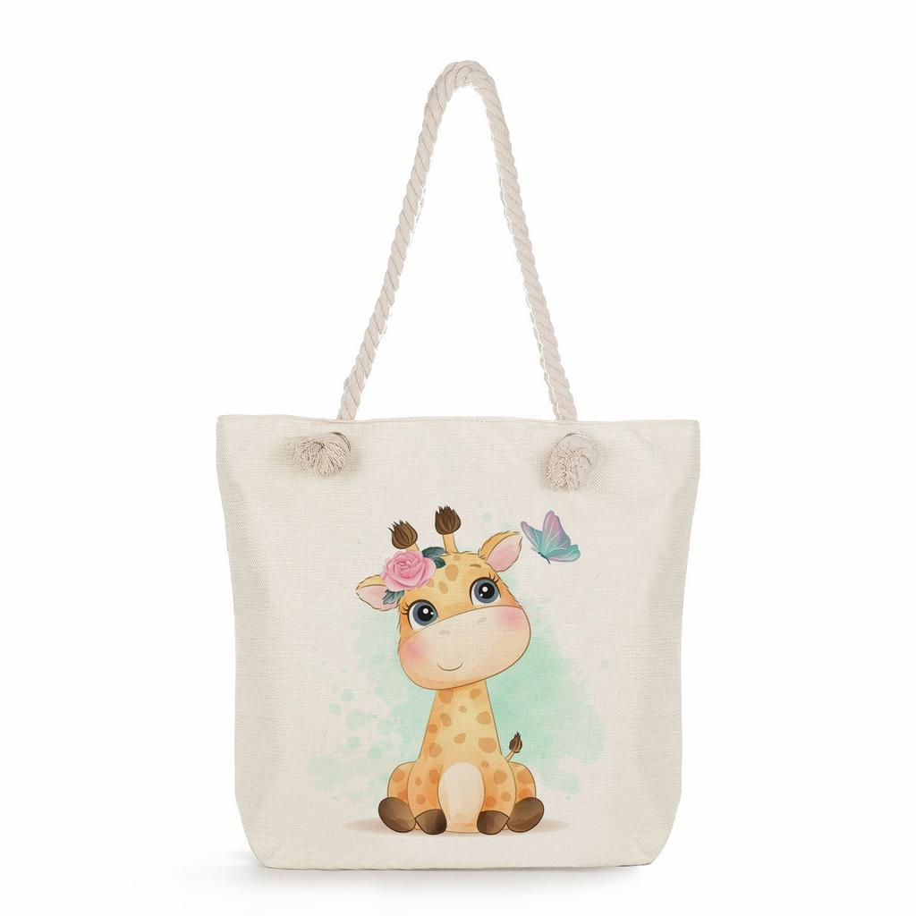 Animal print thick rope single-shoulder beach bag 7286 CLE