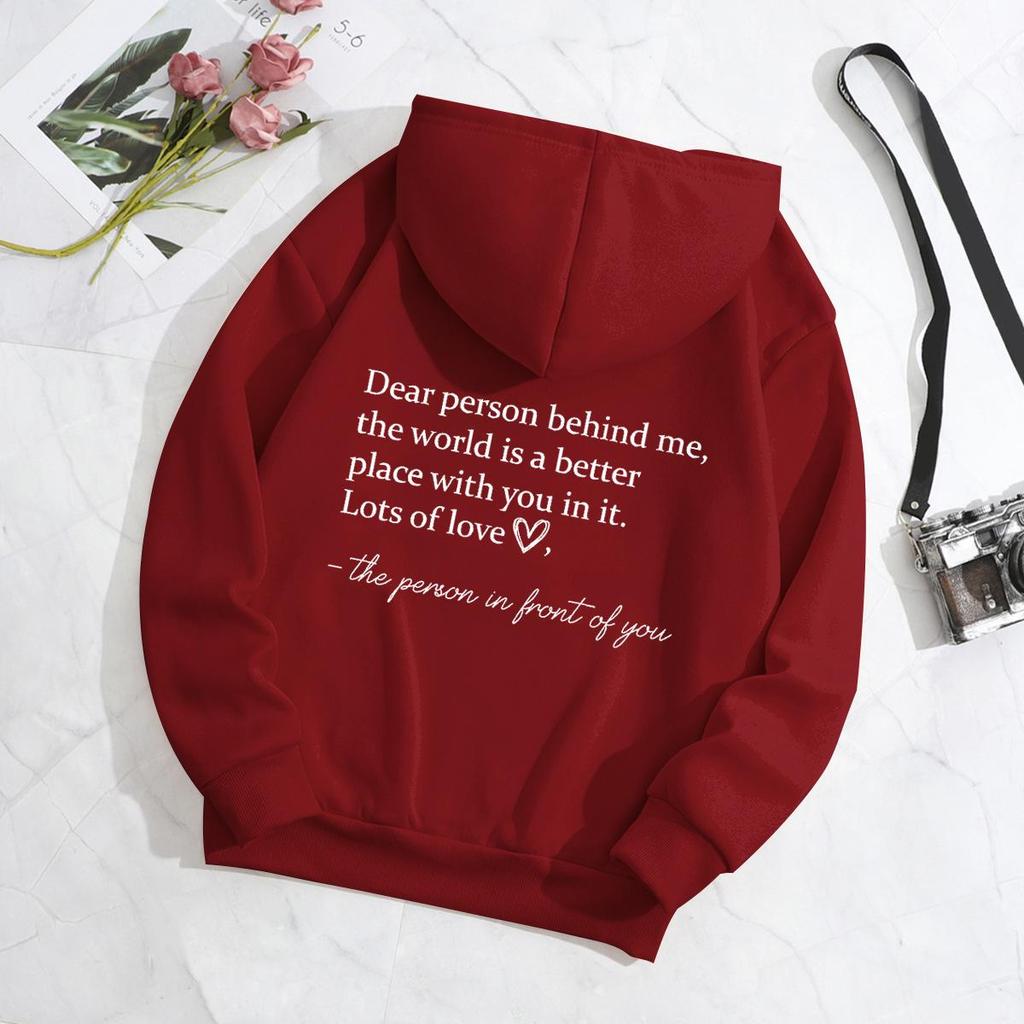 Dear Person Behind Me Letter Print Hoodie - European & American Style Sweatshirt Available
