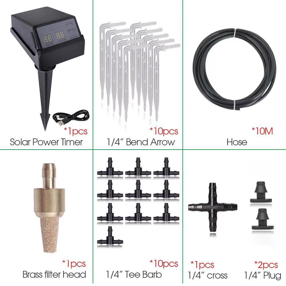 Садовый таймер полива на солнечной энергии, дождеватель, система капельного полива, контроллер воды, комплект, аккумулятор 2000 мАч, полив шлангом 1/4"