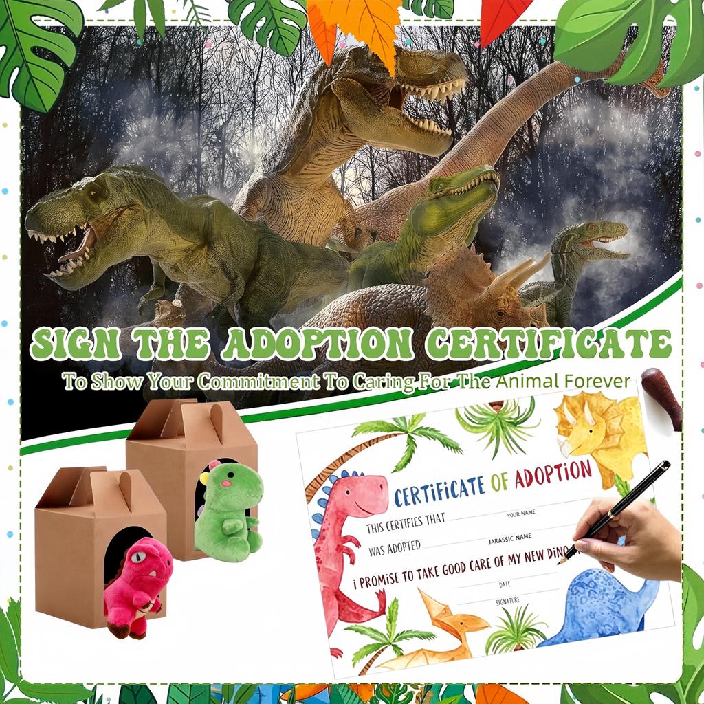8-32Set Adopt A Dinosaur Party Favors Mini Dinosaur Stuffed Animals With Sticker Adoption Card for Birthday Party Favors Gift