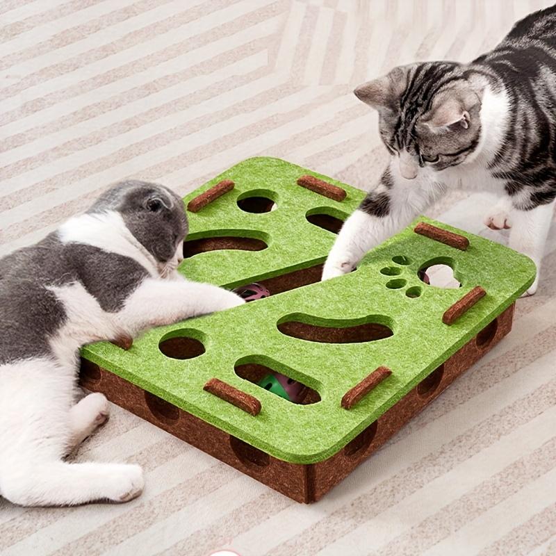 Felt Cat Toy Maze Box Interactive Puzzle Game With 2 Balls For Indoor Cats Hunting Exercise Self Play Scratch Resistant Fun