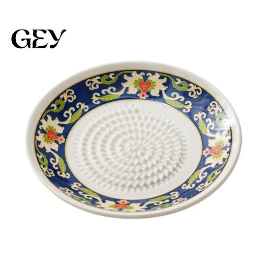 Grated Garlic Serving Dish Ceramic Grinder, Multi-Functional Grating Plate, Manual Ginger Grater Zester Bowl, All-in-One Prep Mixing Dish, Kitchen
