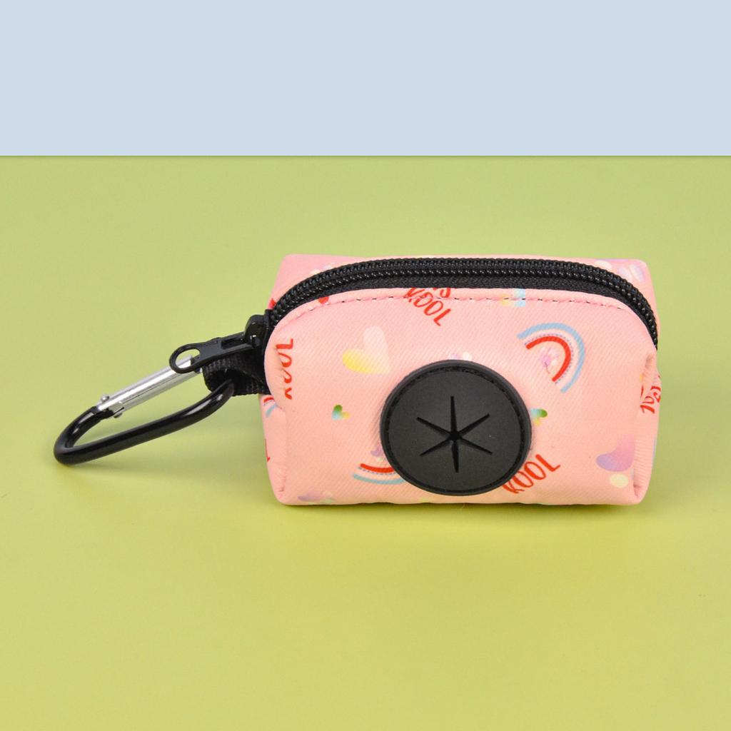 Convenient Pet Poop Bags Holder Fashion Print Zippered Dog Poop Bag Holder for Outdoor Pet Walking Running Clean Supply