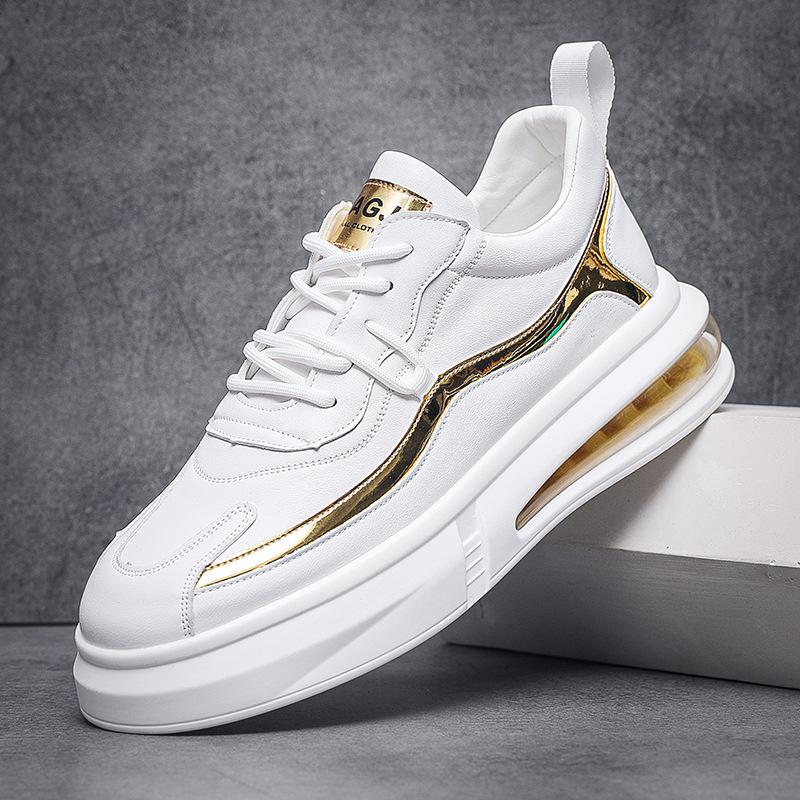 Мужская обувь, новые туфли на воздушной подушке, мужская двухцветная мода на процесс сращивания, универсальная мужская обувь, подчеркивающая белые туфли