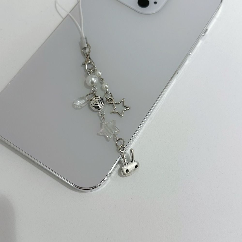 Подвесная веревка Y2k цепочка для сотового телефона милая девушка бисерный брелок кибер кролик телефон брелок сумка брелок