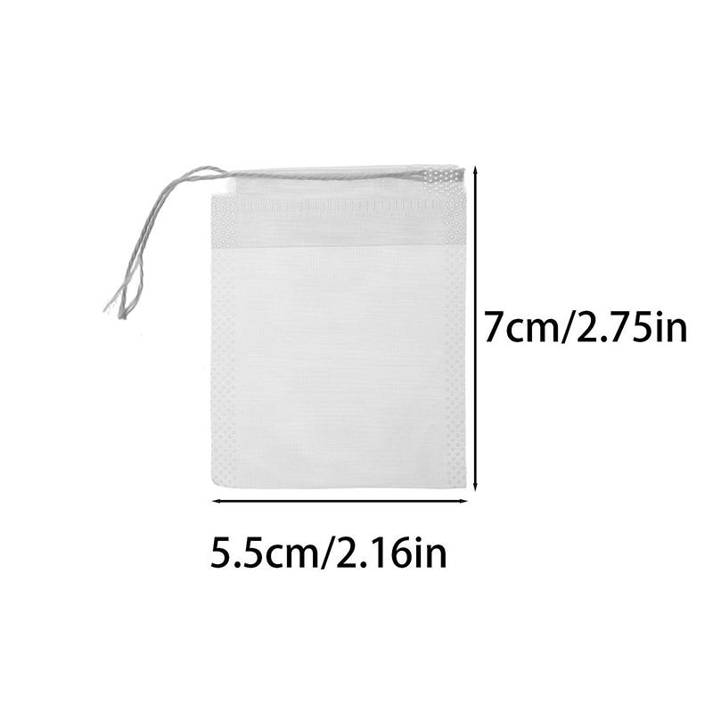 200/50pcs Nylon Disposable Teabags Transparent Empty Drawstring Filter Bags for Coffee Spice Tea Filters Tea Bag Kitchen Teaware
