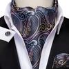 Mens Ascot Tie Set Paisley Cravats Red Black Blue Gold Pink Silk Vintage Scarf
