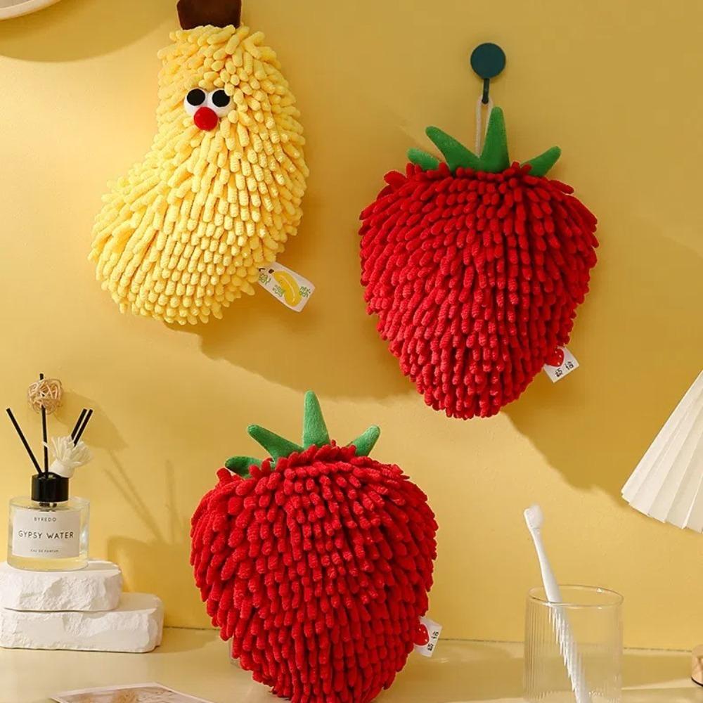 Absorbent Microfiber Wipe Handball With Hanging Loops Hand Towels Cute Chenille Hand Towels