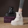Fashion 12cm Winter Platform Wedge Boots High Heels Plush Moccasins Spring Autumn Women Shoes Booties Genuine Leather Ankle Snow