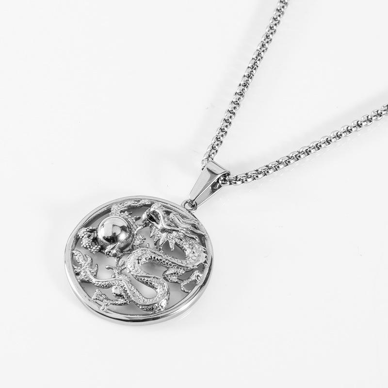 Iced Dragon Hip Mens Hop Out Goldplated Silver Pendant Necklace Round Box Chain