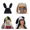 Fashion Hat for Women Knitted RabbitEars Hat Anime Cosplay Costume Hat Outdoor Hiking Hat Windproof Girl Casual Headwear