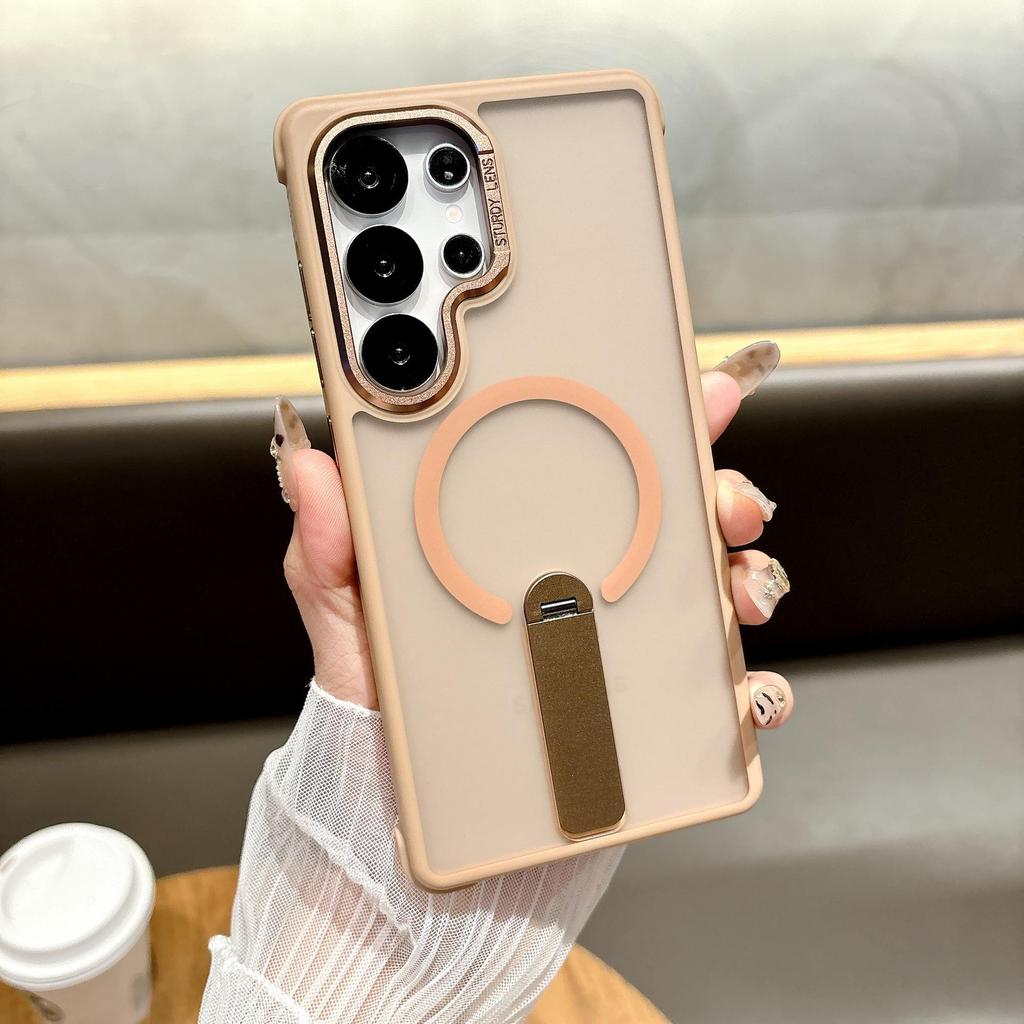 Samsung S25 Ultra Magnetic Phone Case, Frosted Stand, S24+ Drop-proof Protection