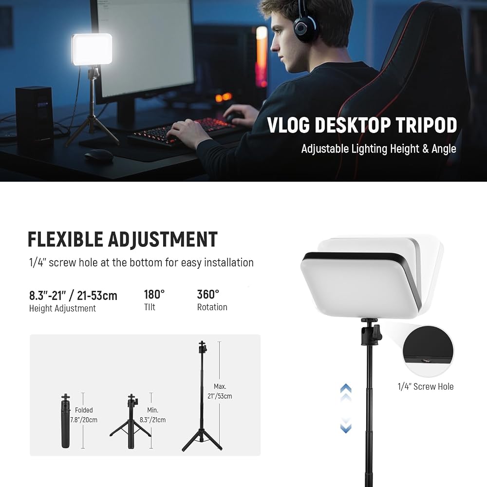 NEEWER BASICS LED Video Light, Photography Light, Dual Color Temperature, Dimmable (3200K-5600K), High Color Rendering Index (CRI 95), Compact and Lig