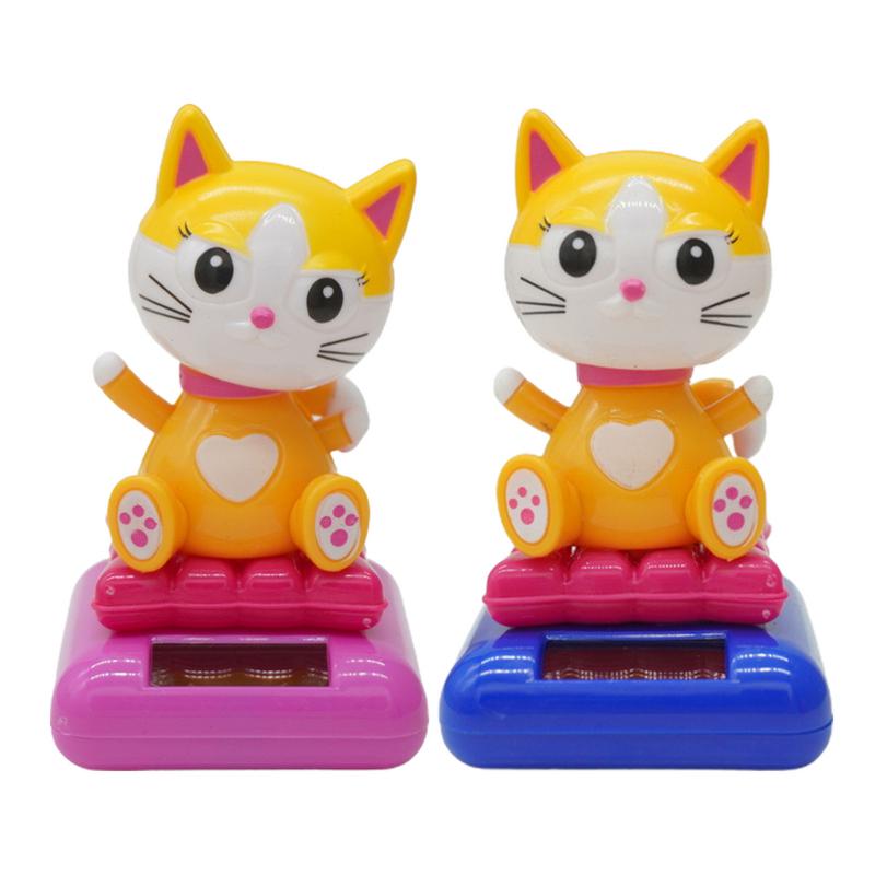 Lucky Cat Cat Fortune Decor Ornaments Bobblehead Cat Figurines Vivid And Lovely Solar Powered Lucky Cat Car Decoration