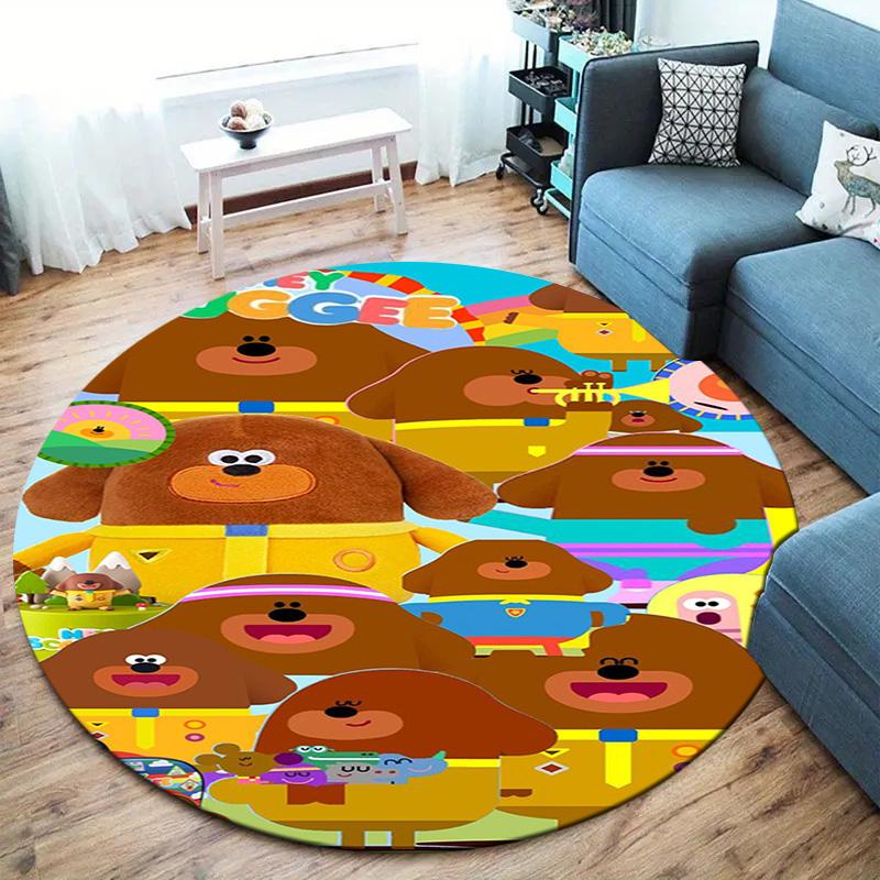 Hey Duggee Round Area Rug,Carpet Rug for Living Room Bedroom Sofa Playroom Decor,Non-slip Floor Mat